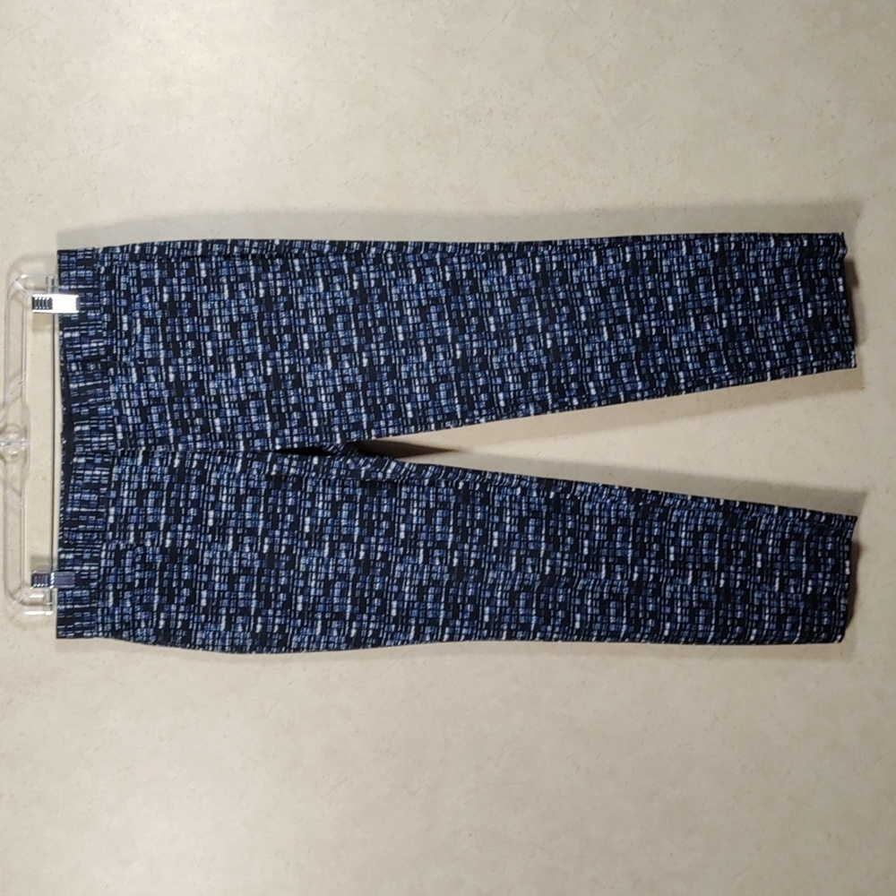 5103 Banana Republic blue & black print cropped Sloan pant 6 S